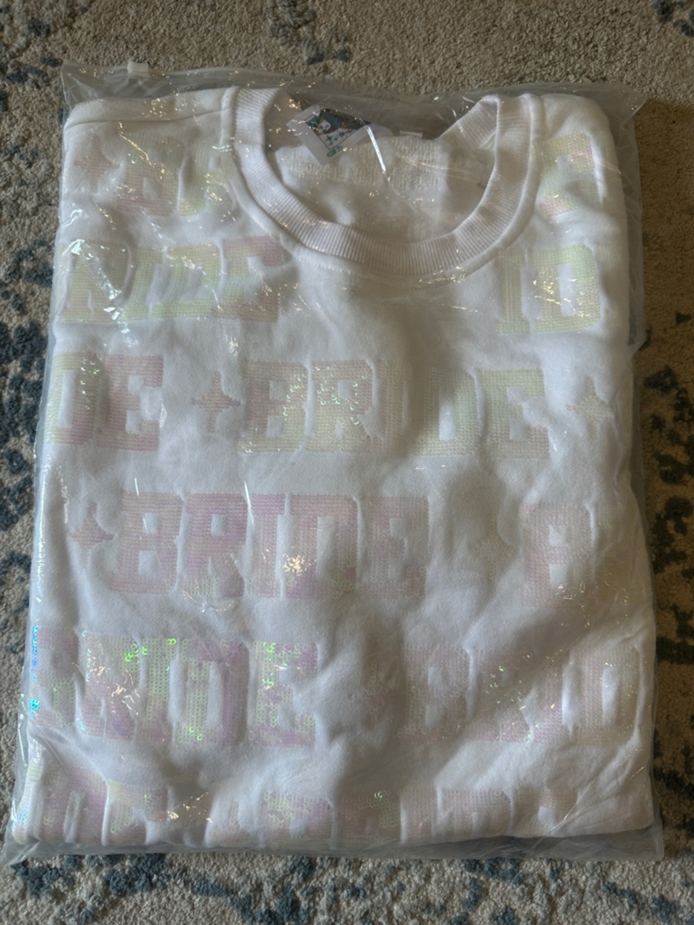 Brand New! - Queen of Sparkles - White 'Bride' Sequin Logo Sweatshirt
